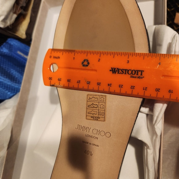 New Jimmy Choo sz 40.5 leather flat sandals olive green - Picture 4 of 4